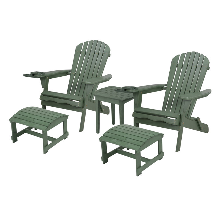 Rosecliff Heights Foldable Adirondack Chair With Cup Holder